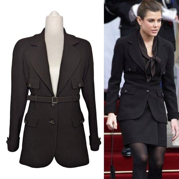 CHANEL Jackets & Blazers - Chanel 2007 Paris-Monte Carlo Belted Wool Jacket Blazer CC Buttons Black 40